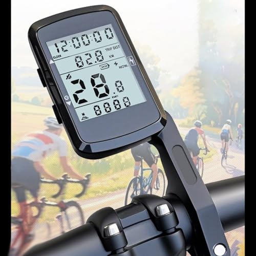 HomeVortex Tachimetro GPS wireless per bicicletta con display LCD da 2,4 pollici, durata della batteria 28 ore, retroilluminazione sempre accesa, design per guida notturna (computer+estensione)