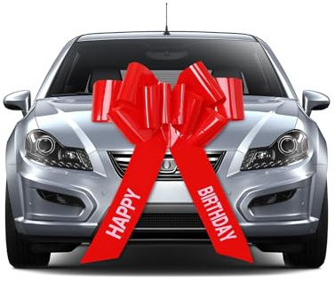 ShiJiuYou Große Geschenkschleifen, 23 Zoll Große Rote Schleife für Autoschleifen, Riesen Geschenkschleife für Fahrrad Geburtstagsparty Hochzeit Autoschmuck, mit 2 Saugnapf & 2 Bögen Aufkleber