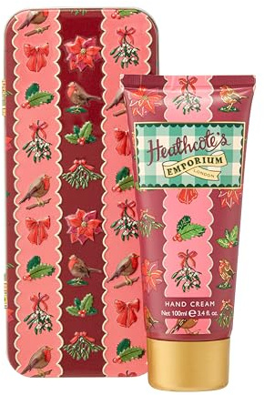 Heathcote & Ivory Hand Cream In Tin 100ml, Moisturiser, Shea Butter, Vitamin E, Travel Size, Vegan and Cruelty Free, Beauty Gift For Her, Christmas Stocking Filler, Includes One Free Tester