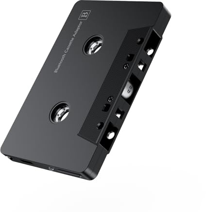 Kitgody Bluetooth 5.0 Kassettenadapter für Autoradio, Drahtloser Auto Audio Cassette zu AUX Adapter mit Freisprechfunktion, Schwarz