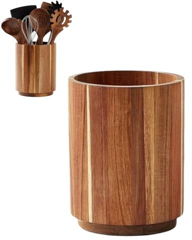 Utensilienhalter,360° drehbarer Kochutensilienhalter aus Holz, Wasserdichter Küchenutensilienhalter,Vielseitigkeit Aufbewahrungsregal für die Arbeitsplatte,Bietet Platz für 10–15 Küchenutensilien