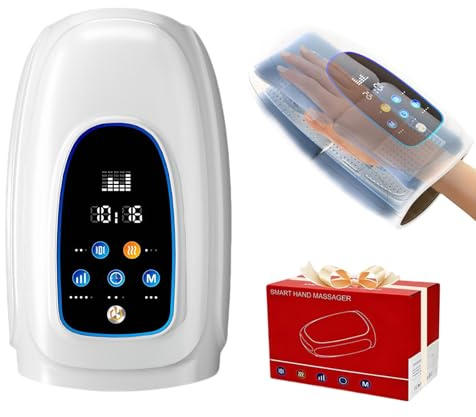 Masseur de Main, Masseur Électrique pour les Mains avec Chaleur et Compression, 3 Modes et 5 Niveaux Réglables, Masseur de Main Électrique pour Soulage la Fatigue des Mains
