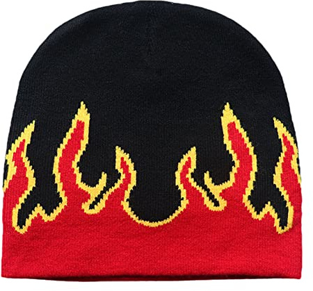 Nucelit 2000-tals hatt flamma mössor stickade varma skallmössor skalle kepsar flamma mössor, Röd, one size
