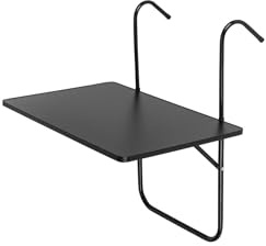 Generisch Balkon-Hängetisch Klappbar Höhenverstellbar Wetterfest Stahlrahmen 60x40 cm (Schwarz)