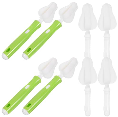 ifundom Set de Brosses Amovibles pour Nettoyer Biberons et Tétines, Tête en Éponge Polyéthylène, Nettoyage des Crevasses, pour Entretien Bébé