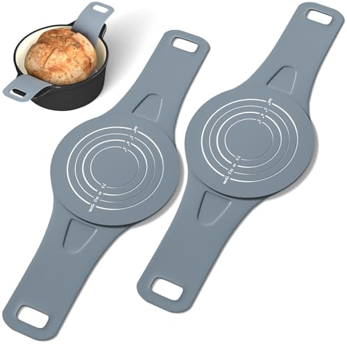 Masgarlan Fiber-Free Silicone Bread Sling 2 Pack for Dutch Oven, Non-Stick Reusable Sourdough Baking Mat, Easy Dough Transfer Tool, Bread Baking Accessories