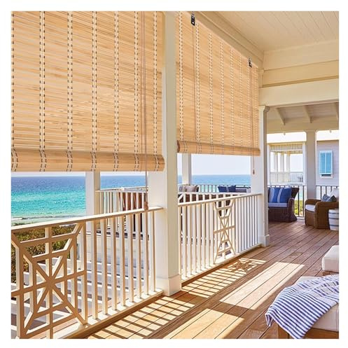 MXL&LJB Customizable Bamboo Roller Blinds 55-145cm Wide Breathable Roman Sunscreen Shades for Garden Patio Balcony Pergola(1.45x2.5m)