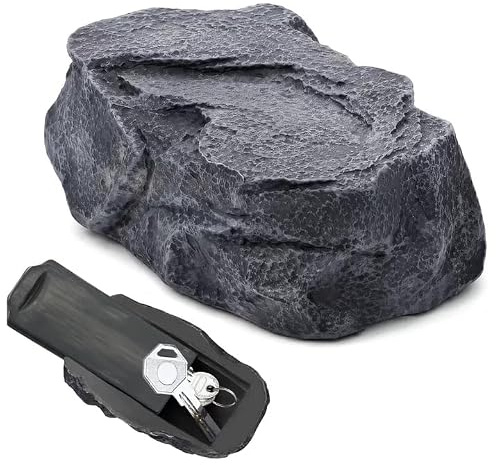 Realistic Fake Rock Key Hider for Outdoor Garden, Waterproof Artificial Stone Hidden Storage Safe Box for Spare House and Car Keys, Secret Disguised Compartment