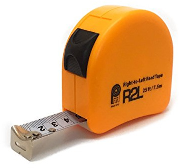 PERFECT MEASURING TAPE Mètre ruban pour gaucher avec lecture de droite à gauche – Lecture de mesure facile – Mètre ruban en acier haute visibilité orange 7,5 m (modèle RL-02)