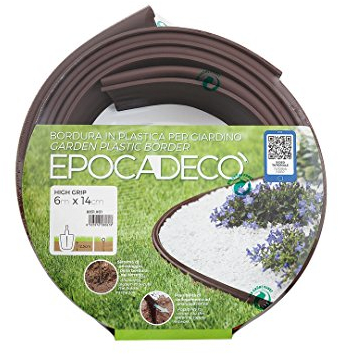 Epocadeco 8831.X06 Bordura in Plastica per il Giardino, 38 x 38 x 14 cm, Marrone