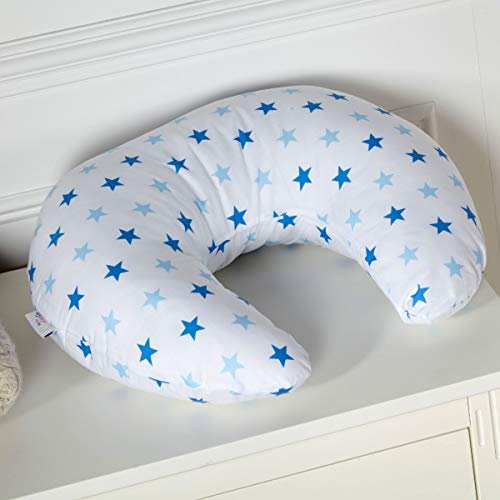 Breast Feeding Nursing U Pillow Little Star Blue | Mother & Baby Awards 2022 Shortlisted |Plush Cotton Cover, Multi-Purpose Support for Pregnancy, Breastfeeding, and Baby Sitting