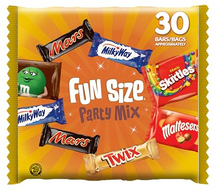 Mars Mixed Sweets Chocolate 30 Variety Funsize Bulk Assorted Bags 540g | Mixed Milk Chocolate Snacks Bar Selection, Ideal for Halloween Parties, Premium Hamper Fillers, Party Bag Sweets & Snacks Box