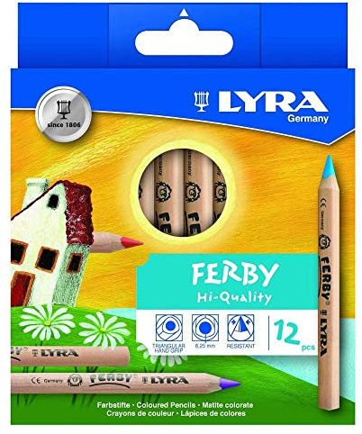 Set Of 12 Lyra Ferby Chunky Coloured Pencils - Triangular 12cm - Pre School Art by a2bsales