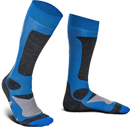 Piarini 2 Paar Unisex Skisocken Skistrumpf Wintersport Snowboard - atmungsaktive Socken Kniestrümpfe Thermosocken Funktionssocken aus Merino Wolle Outdoorsocken