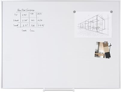 Bi-Office Planer New Generation, Magnetisch Linierter Oberfläche, Planungstafel mit Alurahmen und Stifteablage, 120x90 cm