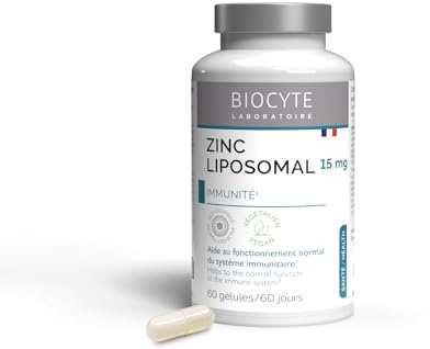 BIOCYTE Zinc Liposomé - Complément Alimentaire Défenses Naturelles et Beauté de la Peau - Zinc Micro-encapsulé - 60 Gélules - Programme de 60 jours