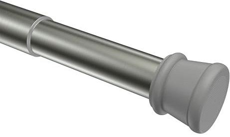 INTERDECO Spannstange ausdrehbar, Klemmstange mit Gummistopfen 26/23 mm aus Metall und Kunststoff, ohne Bohren, Edelstahl-Optik, für Gardinen und Duschvorhänge, Typ 2026011, 80-130 cm