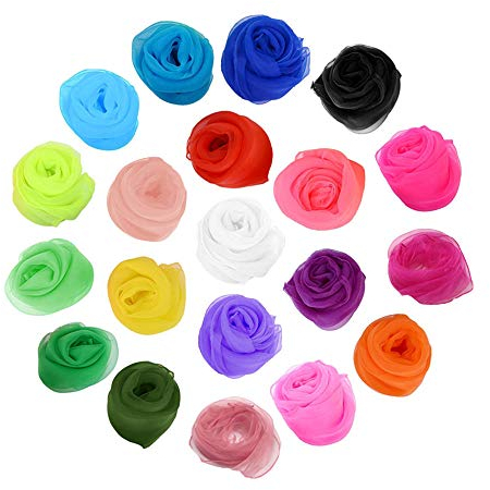 Anyasen tanztücher 20 Stück jongliertücher tücher seidentücher Gymnastiktücher Jonglier Tücher Schals für Sensorisches Werkzeug Tanzen Jonglieren Tanz Tücher 20 Farbe 60 x 60cm