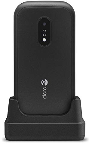 Doro 6040 Unlocked 2G Dual SIM Clamshell Big Button Mobile Phone for Seniors with 2.8 Screen, GPS Localisation and Cradle Included (Black) [UK and Irish Version]