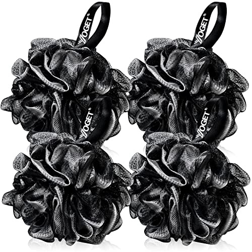 Yoget Bath Loofah Sponge, 4 Pack Black 60G Bath Sponges Body Scrubbers