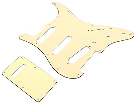 Alnicov 11 Hole Stratocaster Pickguard Sss Guitar Pick Guard Back Plate For Fender Standard Strat Guitar Replacement,Cream