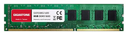 【DDR3 RAM】Gigastone 8GB RAM DDR3 8GB DDR3-1600MHz PC3-12800 CL11 1.5V UDIMM 240 Pin sin búfer sin ECC para PC Computadora Escritorio Módulo de Memoria Actualización de Ram (ÚNICAMENTE Escritori)
