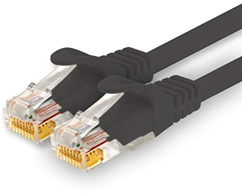 1CONN - Cavo di rete da 15 m, Ethernet, LAN, cavo patch per la massima velocità Internet e collega tutti i dispositivi con presa RJ 45 nero - 1 pezzo