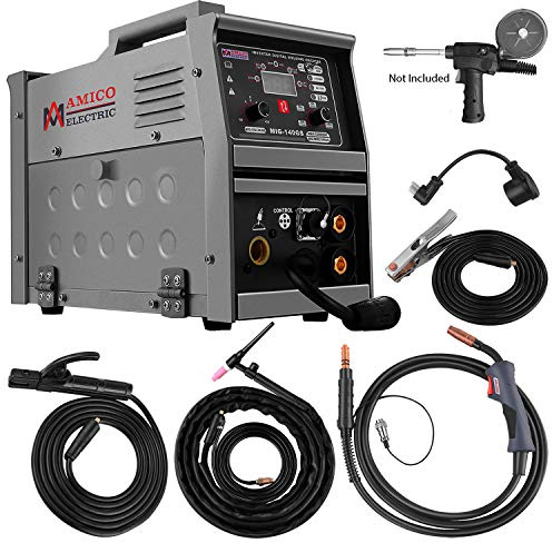 Amico MIG-140GS, 140 Amp MIG MAG Flux-cored, Lift-TIG, Stick Arc Welder, 110V & 230V Dual Voltage Welding, Compatible Spool Gun: SPG15180 & SPG15250