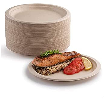 YIEN 50PCS Super Rigid Paper Plates 100% Biodegradable and Compostable, Environmentally Friendly Heavy-Duty Recyclable Dinner Plate, Perfect for Picnics Barbecues (6inch)