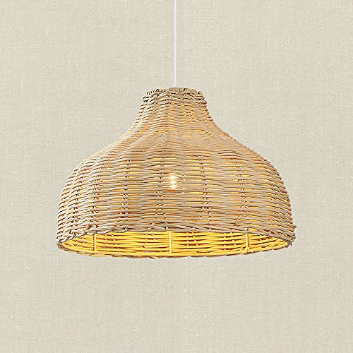 Naiyn Iluminación Colgante Ajustable En Altura Linterna Colgante Tejida A Mano Pantalla De Arte De Ratán Lámpara Colgante Luminaria De Suspensión De Estilo Japonés para Cafetería Lámpara De Techo