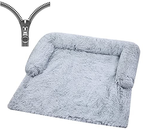 Nyescasa Hundebett für Grosse Hunde u. kleine Hunde,Sofaschutz Plüsch Flauschig Atmungsaktiv Katzenbett,Winter Warm Dauerhaft Hundecouch Waschbar rutschfest Hundekissen (S ca. 76x76x15cm, Hellgrau)