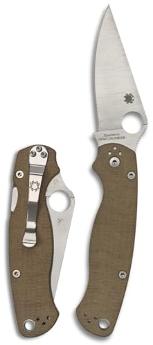 Spyderco Knives Brown Canvas Micarta para Millie 2 Compression Lock Cru-Wear Steel Pocket Knife C81MPCW2