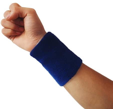 HshDUti 10,2 cm langes Handgelenk-Schweißband, Tennis-Armband, saugfähiges Schweißband für Fußball, Basketball, Laufen, Sport, Training, Fitnessstudio, Saphirblau