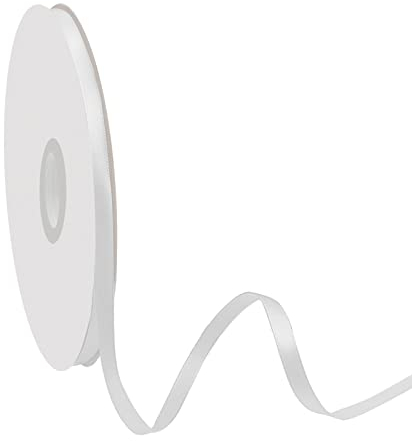 Jizxol Satinband, 6 mm x 91 Meter Geschenkband, Stoffband, schleifenband weihnachten, Dekoband für Weihnachten Geschenkverpackung, Hochzeit Weihnachtsdeko Party (weiß)