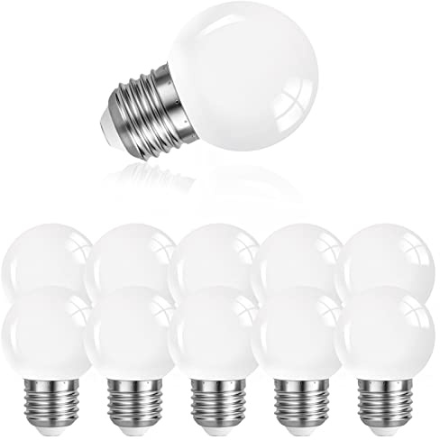 Belaufe E27 3W LED G14 Light Bulb, G45 LED Bulb 20W Equivalent, E26 E27 Medium Base Soft White 3000K, 120V Small Night Light Bulbs for Bedroom Ceiling Fan Table Lamp Lighting, Non-Dimmable, 10 Pack