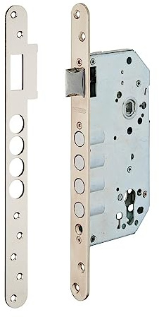 Serrure à encastrer pour cylindre européen, axe 60 mm, avec goujon, chromée. THIRARD