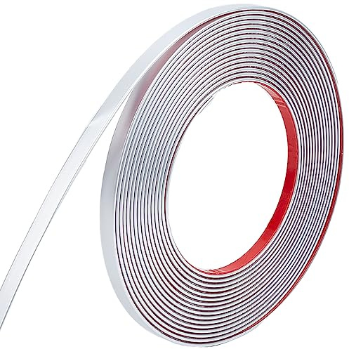 GORGECRAFT 16.4 Ft/5m Silver Wall Molding Trim Peel and Stick Trim Flexible Self-Adhesive Decorative Strip Seam Wall Sticker for Ceiling Floor Tile Corner Windows Edges Mirror Cabinet Wardrobe Decor