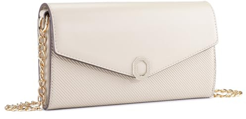BAIGIO Kleine Umhängetasche Damen Crossbody Bag PU-Leder Handytasche zum Umhängen Schultertasche Elegant Clutch Handtasche Kette-Tasche Damentaschen Abendtasche mit Kartenfach, Beige
