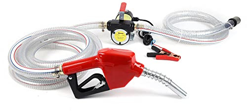 Dieselpumpe Selbstansaugend, Diesel Kraftstoff-Umfüllpumpe Dieselpumpe Heizölpumpe Selbstansaugend Ölpumpe Pistole 12V/230V 45/50/60L/min mit Kraftstofffilter (12V 50L/min 175W (PVC))