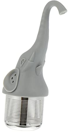 BESTonZON 3 Pcs Tea Maker and Tea Strainer Elephant Strainer Steeper for Elephant Shape Infuser Animal Cute Filter Stainless Steel Grey