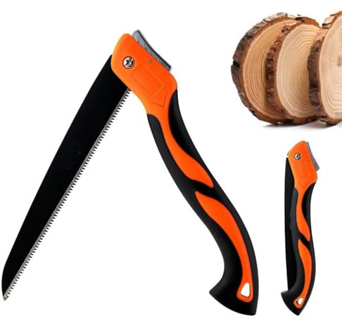 Folding Pruning Saw & Folding Hand Saw with 10 Inch SK-5 Steel Blade, Secure Lock & Non-Slip Ergonomic Handle - Heavy Duty Portable Foldable Tool for Gardening, Camping, Wood Cutting, Tree Trimming