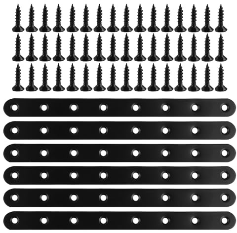 6 PiezasConectores Planos Soporte de Placa Perforada Soporte de Chapa Perforada de Acero 244x19x3mm Acero Inoxidable Unirse Soportes de Placa Plana Placa de montaje Soporte de Fijación