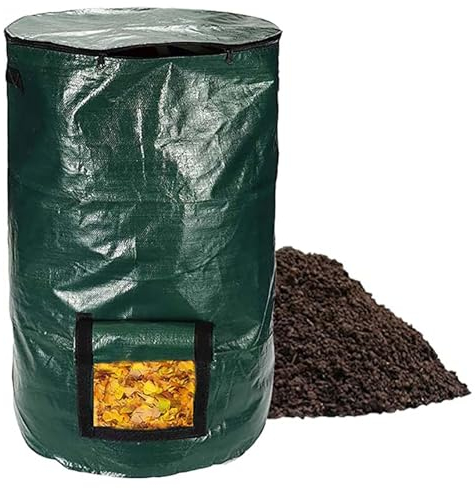 ZYFC Environmental Compost Bag,Garden Waste Bin Homemade Organic Ferment PE Compost Bag Planter Kitchen Organic Waste Disposal Compost Bag… (green, 15galloon)