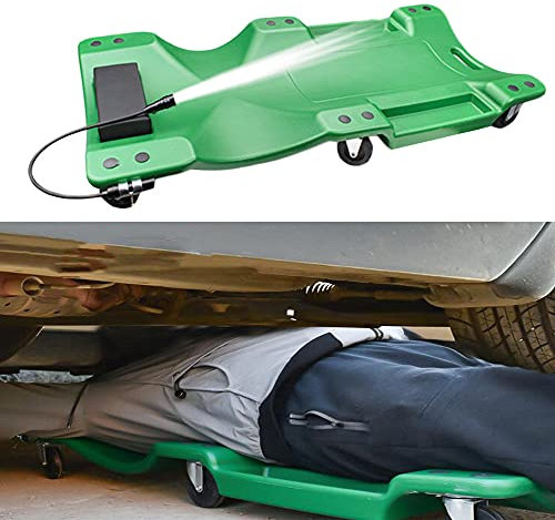 Chariot de mécanicien roulant en plastique pour garage, atelier de réparation automobile et domestique, avec appui-tête rembourré et deux plateaux à outils, pour atelier de réparation automobile à do