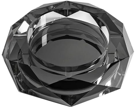 Aschenbecher Glas, Zigarrenaschenbecher, Kristall Aschenbecher Achteck, Home Office Aschenbecher, Kreativer Aschenbecher, Vatertag, Geschäftsgeschenke (Black,15CM)