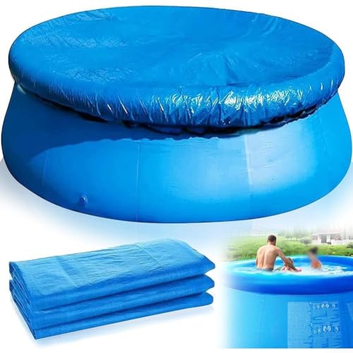 HEBEOT Pool Cover, Round Swimming Pool Cover, 6FT /8FT /10FT /12FT Round Swimming Pool Cover Suitable For Round Inflatable Family Pool Blue Color(10FT)