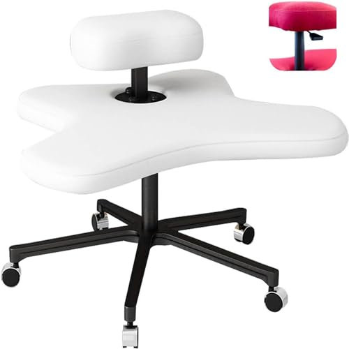Generisch Weiß, Kniestuhl Ergonomisch mit Gekreuzten Beinen und Rädern,Meditation Bürostühle Für Erwachsene,Höhenverstellbar, für Büro, zu Hause und Yoga-Enthusiasten