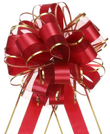 QUARKZMAN 5 Stück Geschenk Schleife 20cm Geschenkbänder Matte Ziehschleife Groß Dekoschleife für Geschenkverpackung Hochzeit Tüten Weihnachten Körbe Auto Deko, Weinrot