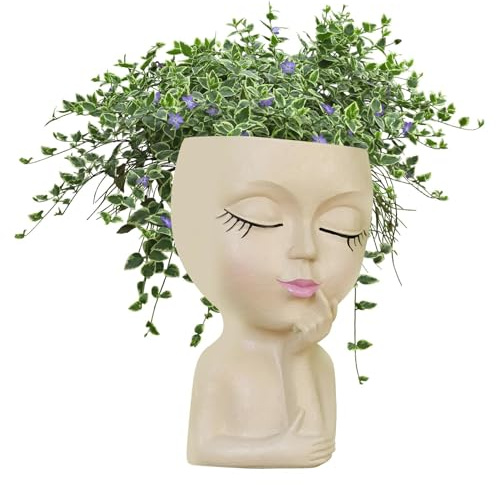 Pflanzgefäße für das Gesicht, Töpfe mit Kopf, Pflanzgefäß für das Gesicht - Pflanzgefäß mit Gesichtskopf,Blumentopf mit Gesicht für Pflanzen im Innen- und Außenbereich, Sukkulenten-Pflanzgefäß aus Kun