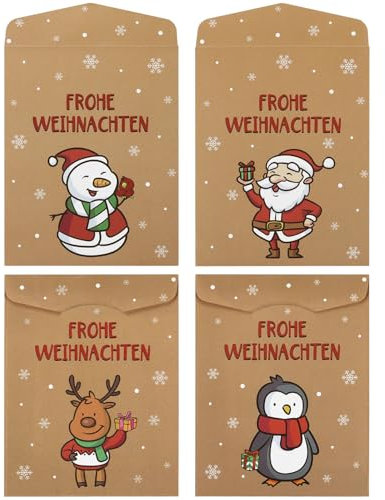 BETESSIN 50 Stück Geschenktüten Weihnachten Papiertüten 11.5x9cm - Adventskalender Tüten zum Befüllen - Weihnachtstüten Klein - Geschenkverpackung Weihnachten